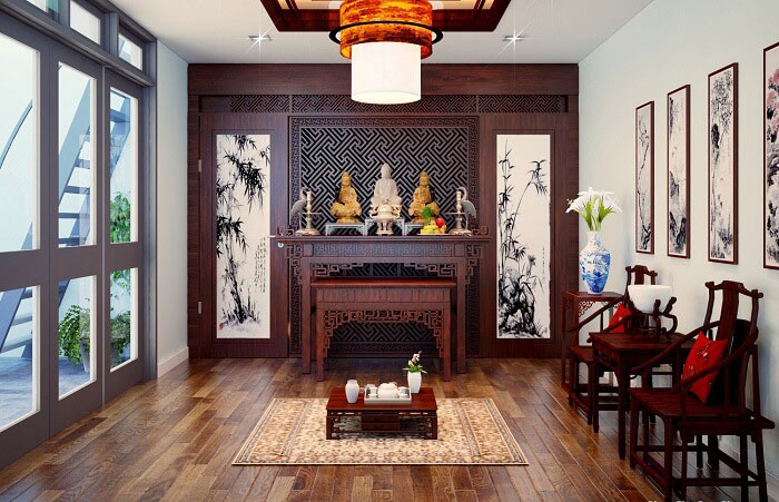 Mẫu nội thi công phòng thờ