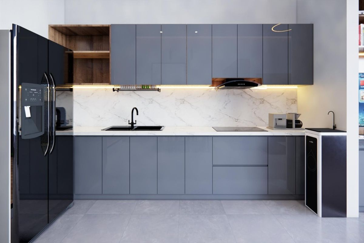 Mẫu phòng bếp đẹp đơn giản hình chữ I