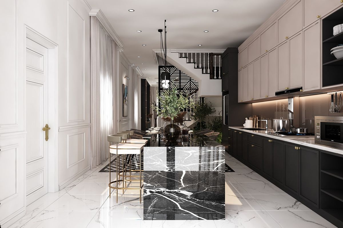 Căn bếp tiện nghi cho biệt thự hiện đại hay biệt thự vườn mang lại cảm giác nhẹ nhàng thoải mái nhất