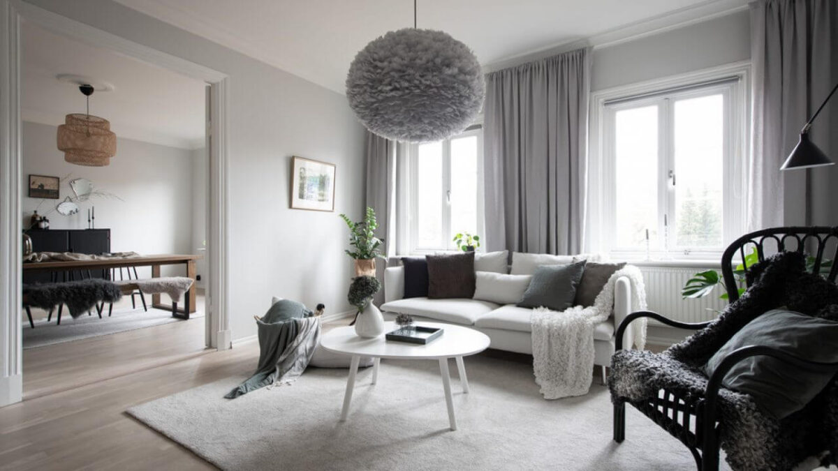 thiết kế phòng khách Bắc Âu